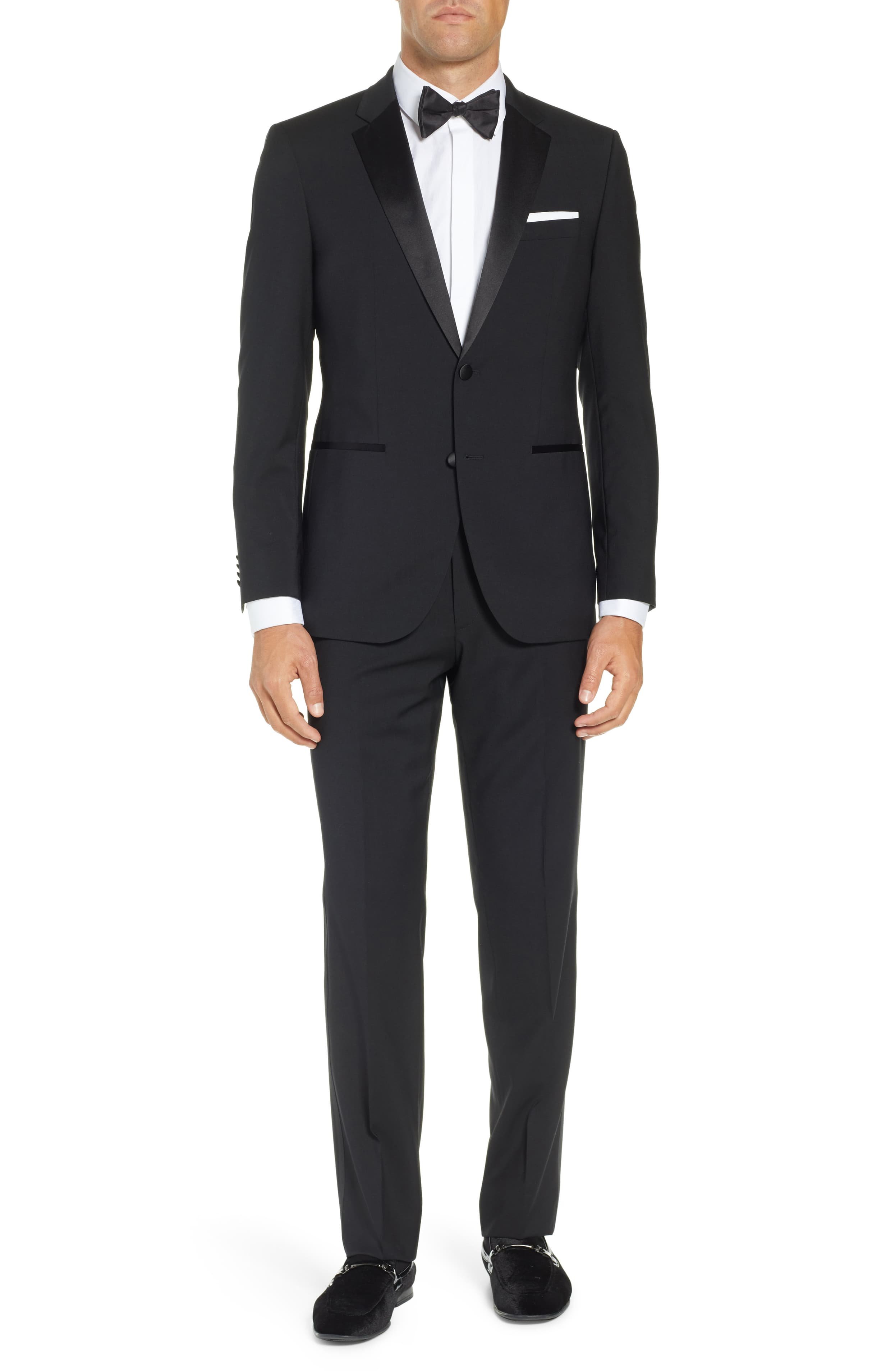 Adam Baker Men's Classic & Slim Fit Two-Piece Formal Tuxedo Suit Available in Many Sizes & Colors 