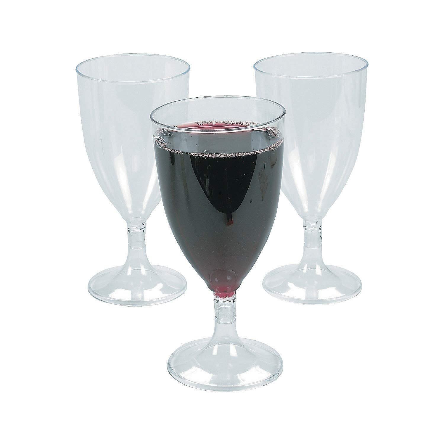 Verres à vin en plastique Fun Express (25 tasses jetables) fournitures de fête en vrac et Dr - Photo 1/1