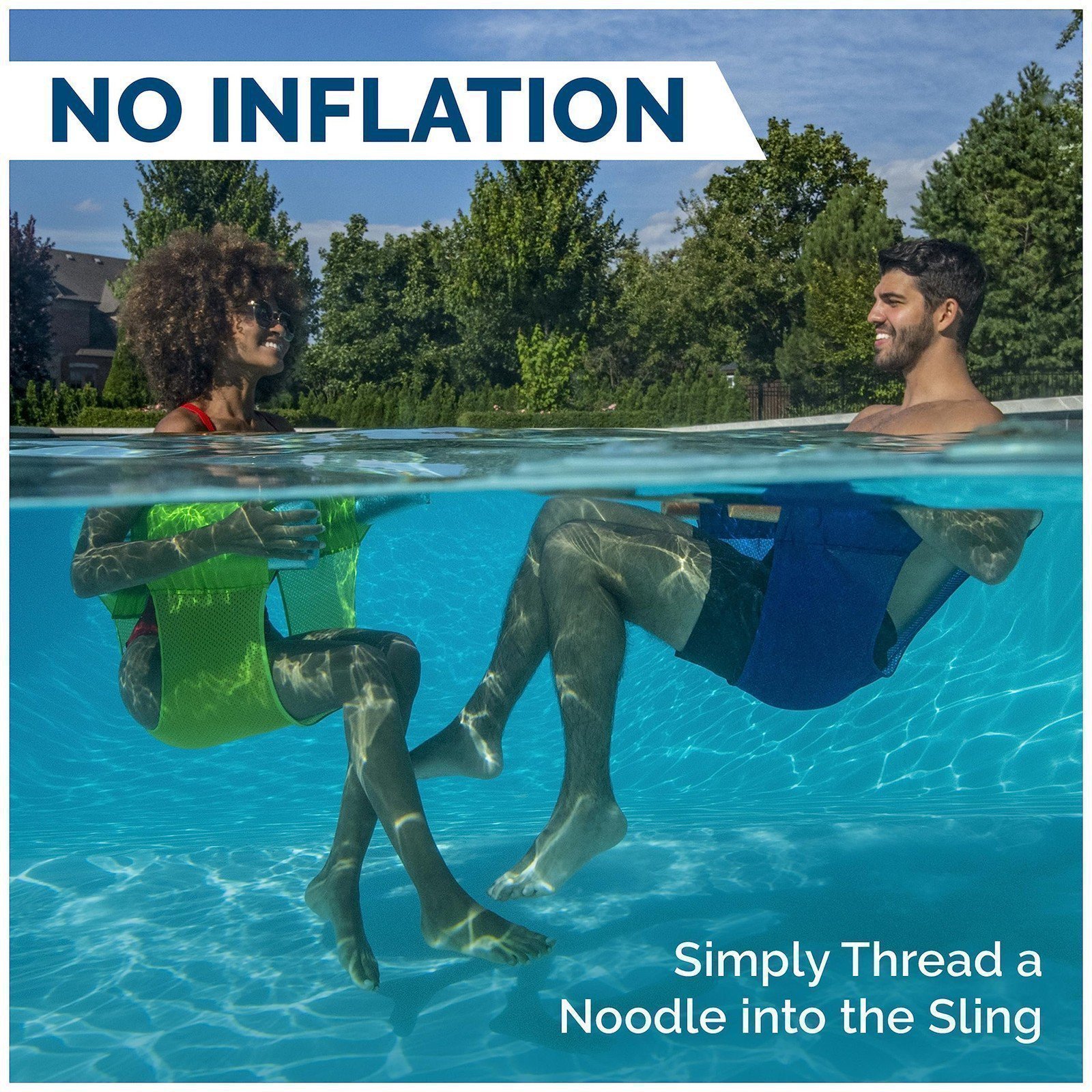 SwimWays Noodle Sling Floating Pool Chair Mesh Seat, No-Inflate, Fits... - Produktbild 2