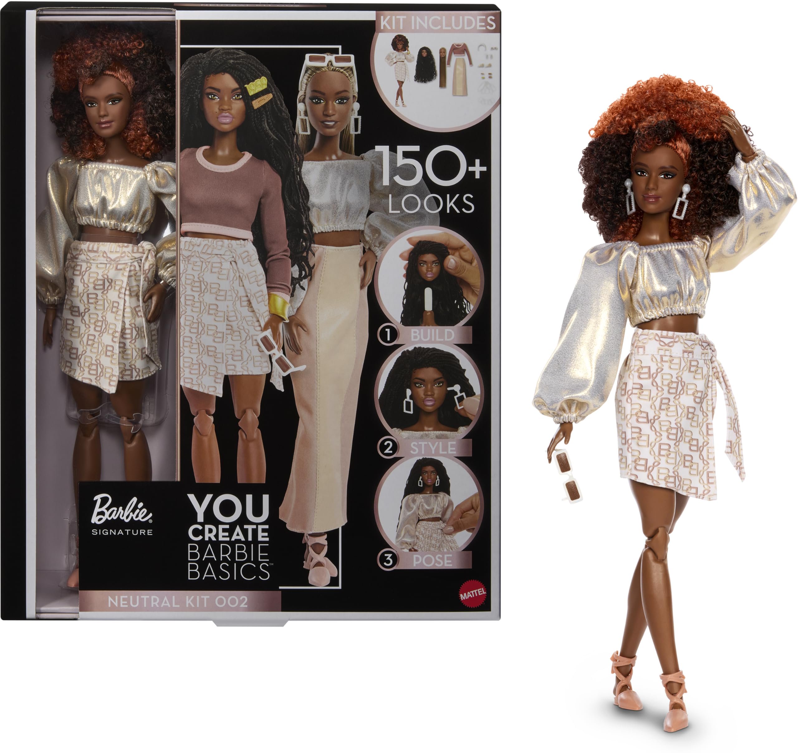 Barbie Basics You Create Neutral Kit w/ Customizable Doll, 2 Extra Heads & More