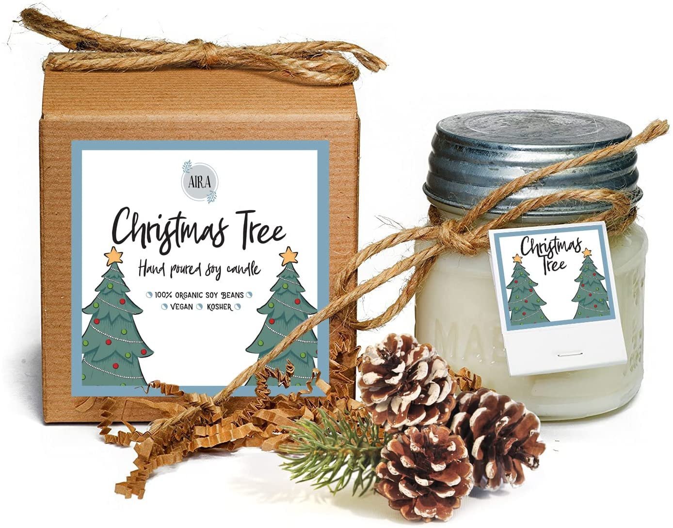 Vela de soja árbol de Navidad Aira hecha a mano orgánica, con aceites esenciales - Imagen 7 de 7