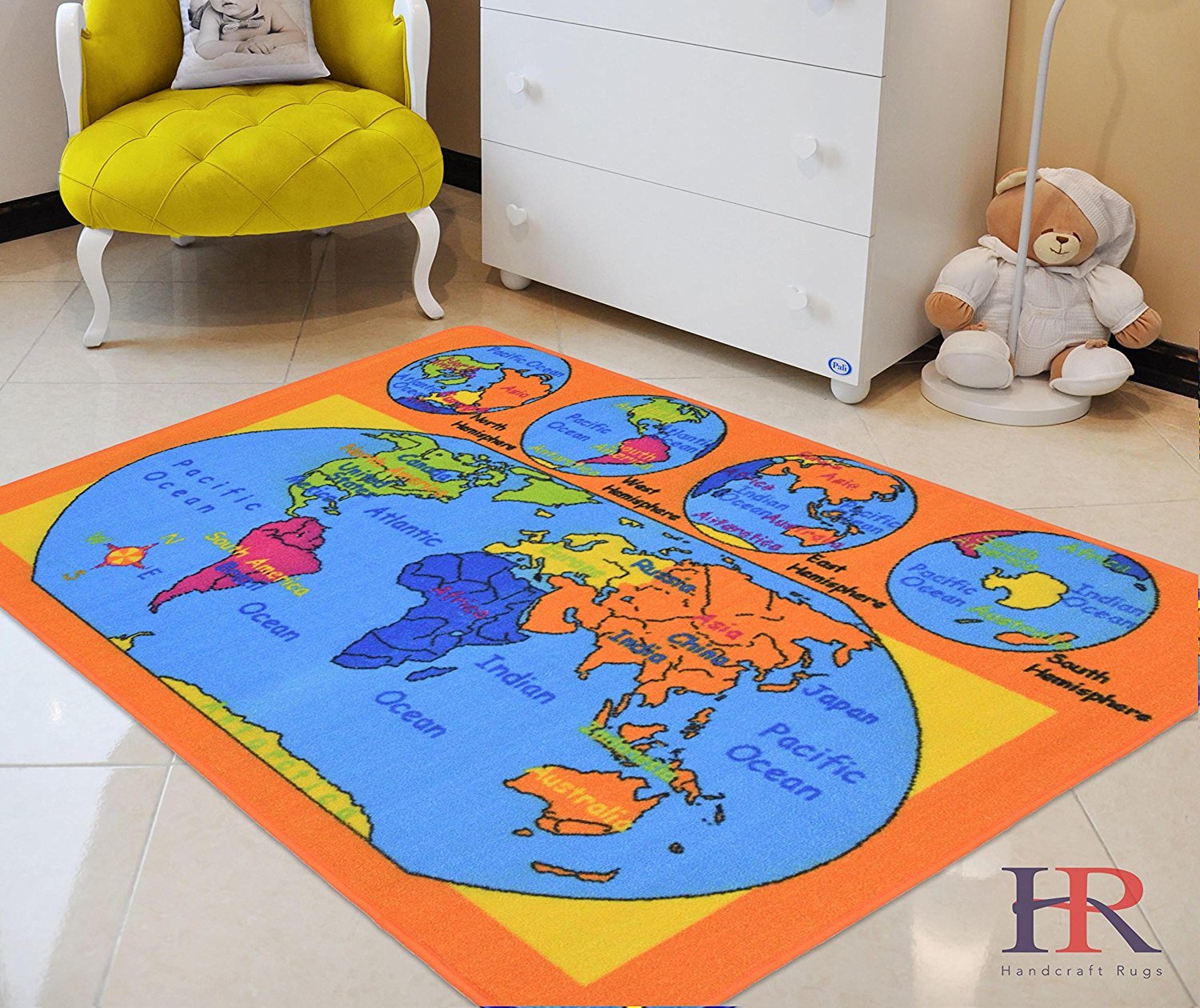 WORLD MAP KIDS Educational play mat For School Classroom Kids Room