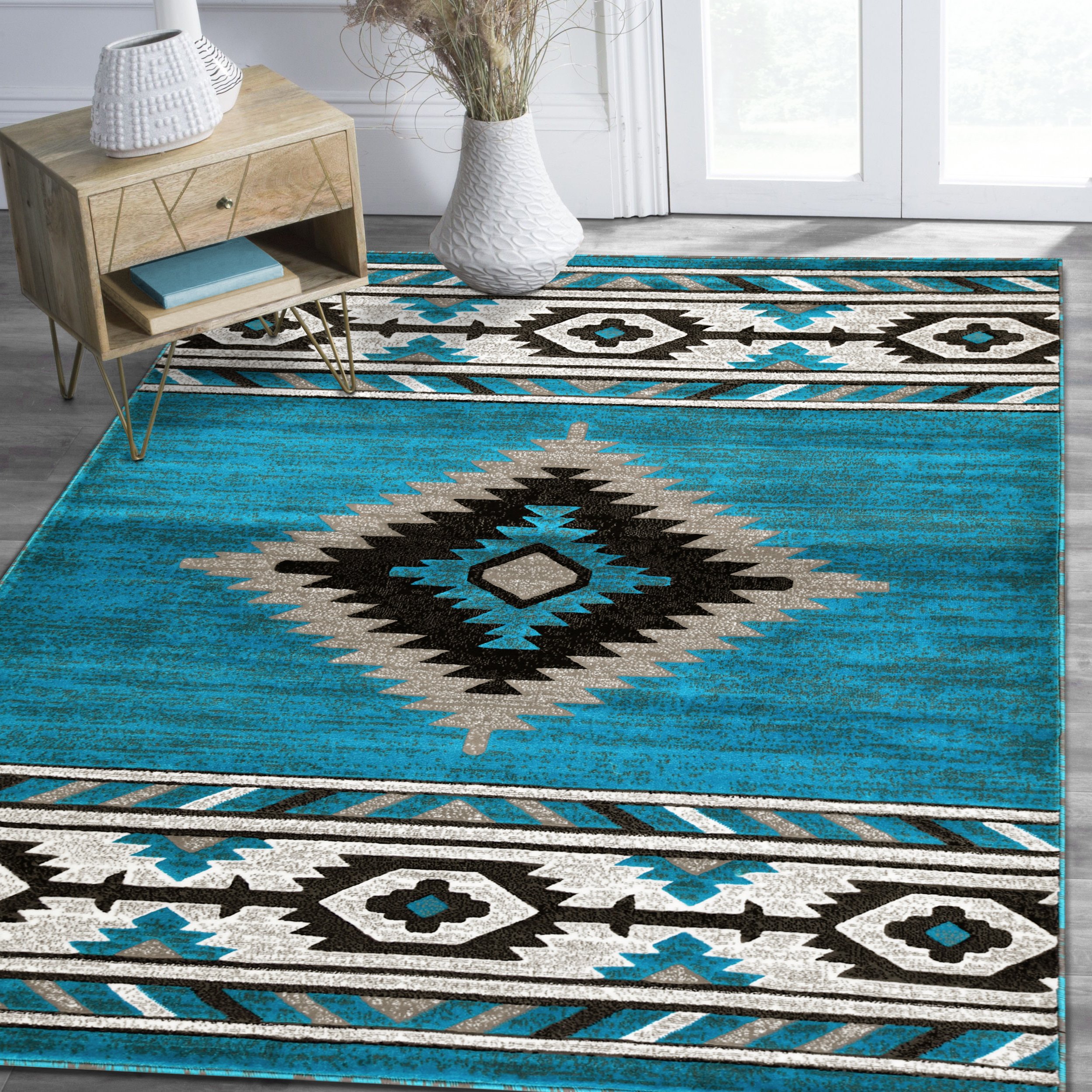 HR Southwestern Rugs for Cabin Tribal Medallion Carpet for Livingroom - Picture 18 of 95