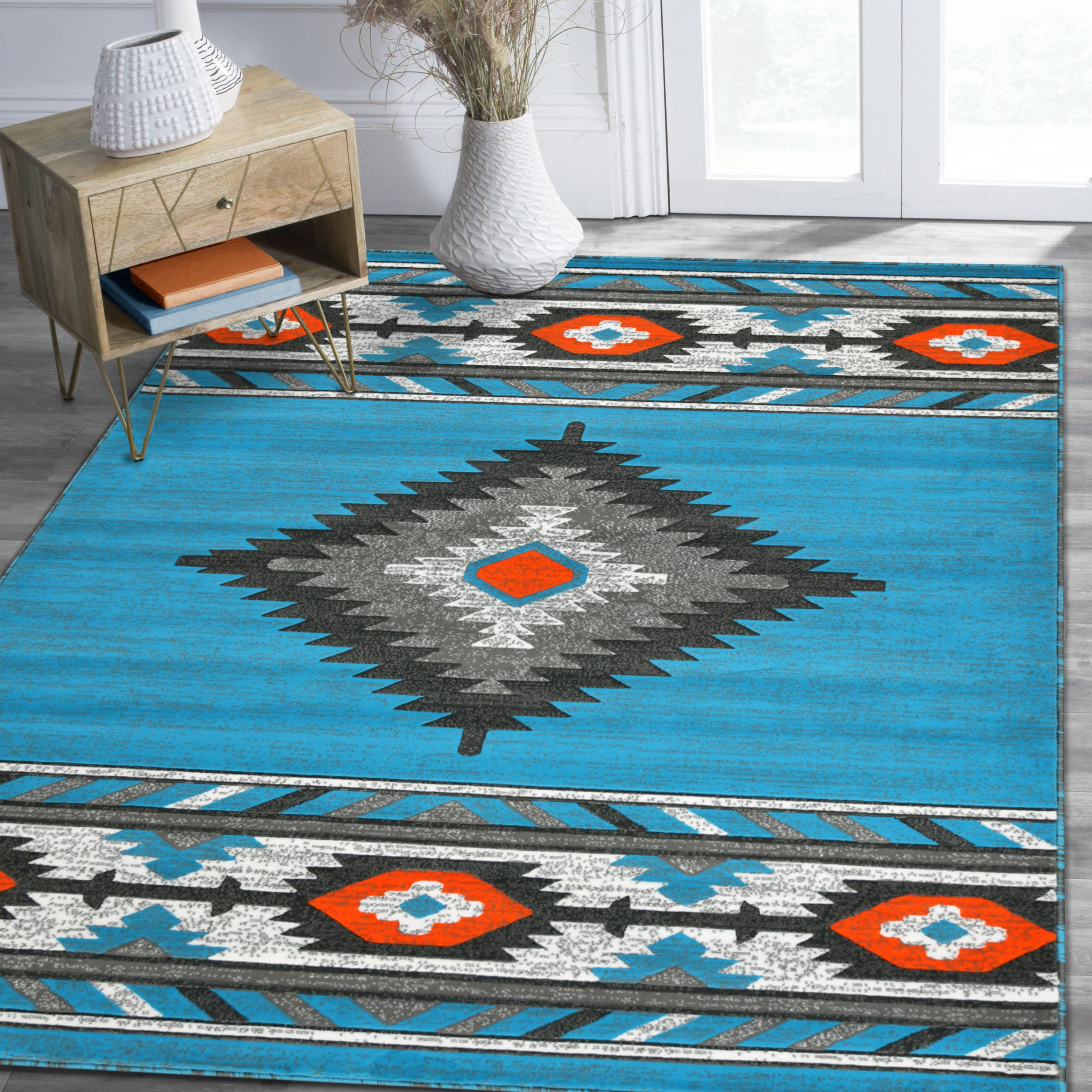 HR Southwestern Rugs for Cabin Tribal Medallion Carpet for Livingroom - Picture 49 of 95