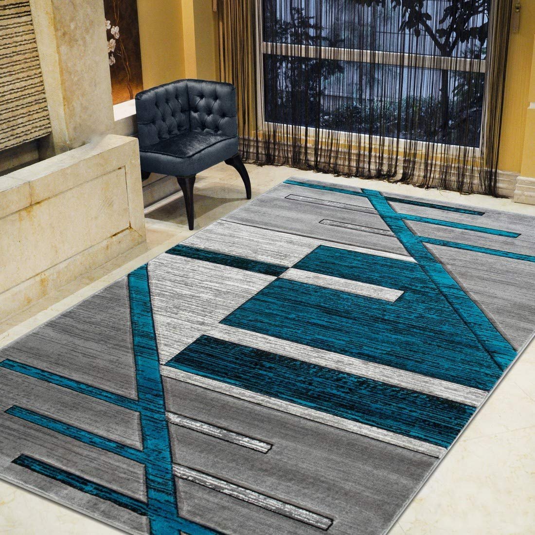 Monochromatic Rug/Linier Design Modern Contemporary Hand Carved Area... - Picture 11 of 12