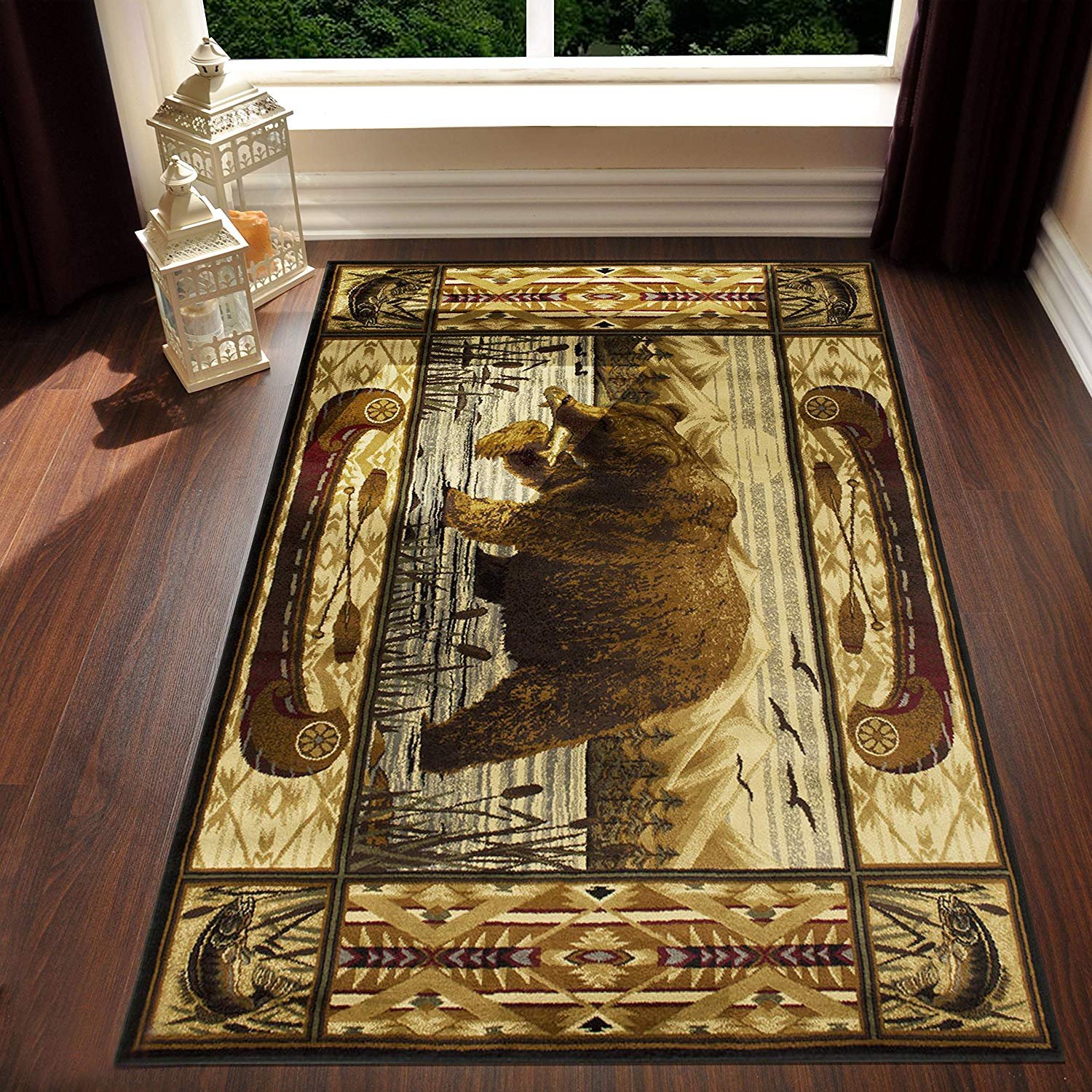 Lodge Cabin RugS Design Cabin Area Rug –... Cabin Hunting Accent Area Rug 