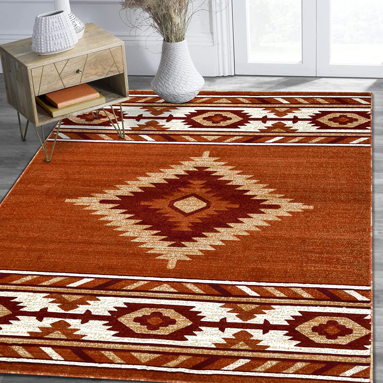 HR Southwestern Rugs for Cabin Tribal Medallion Carpet for Livingroom - Picture 78 of 95