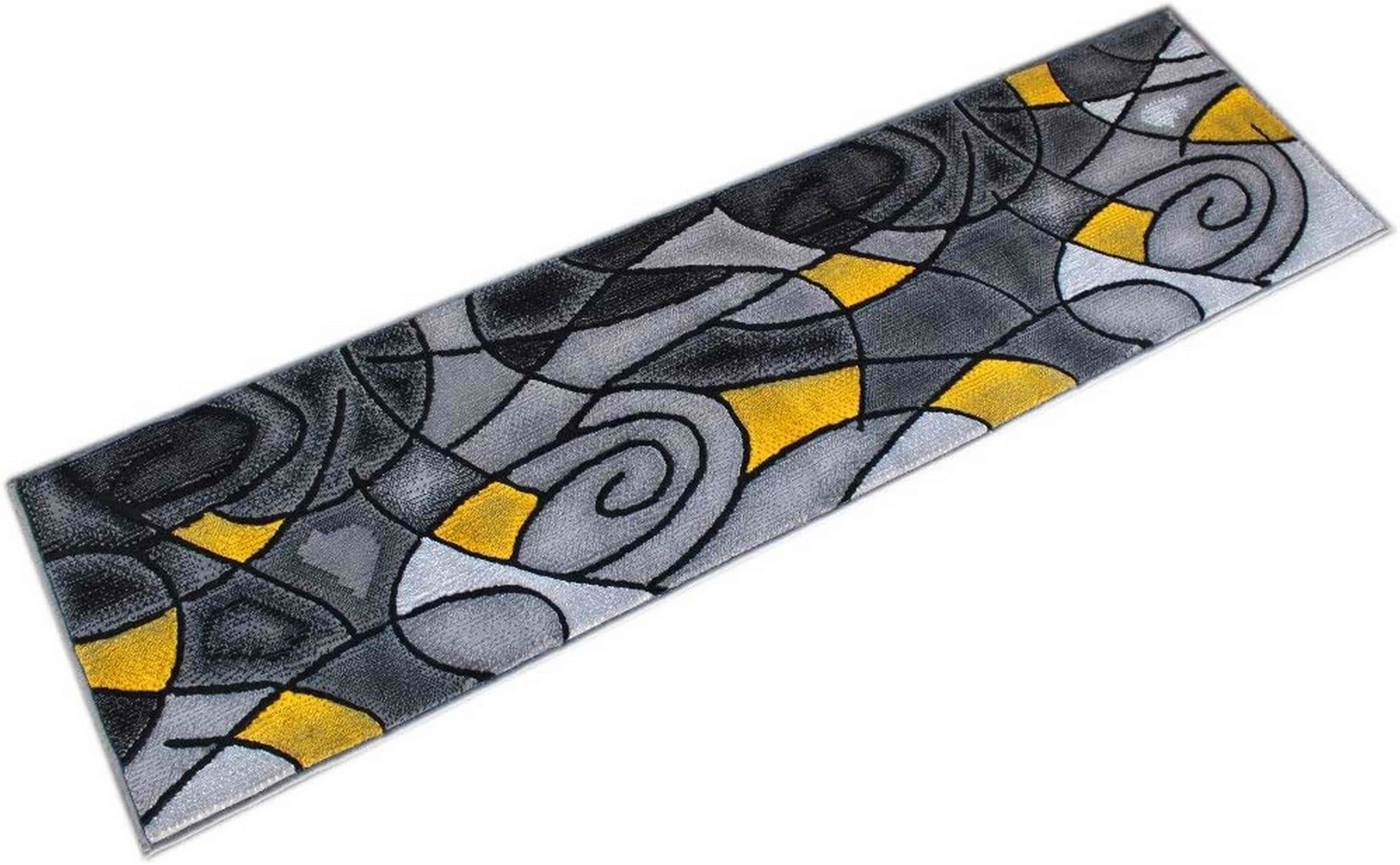 Yellow/Grey/Silver/Black/Abstract Area Rug Modern Contemporary Circles and... - Picture 17 of 40