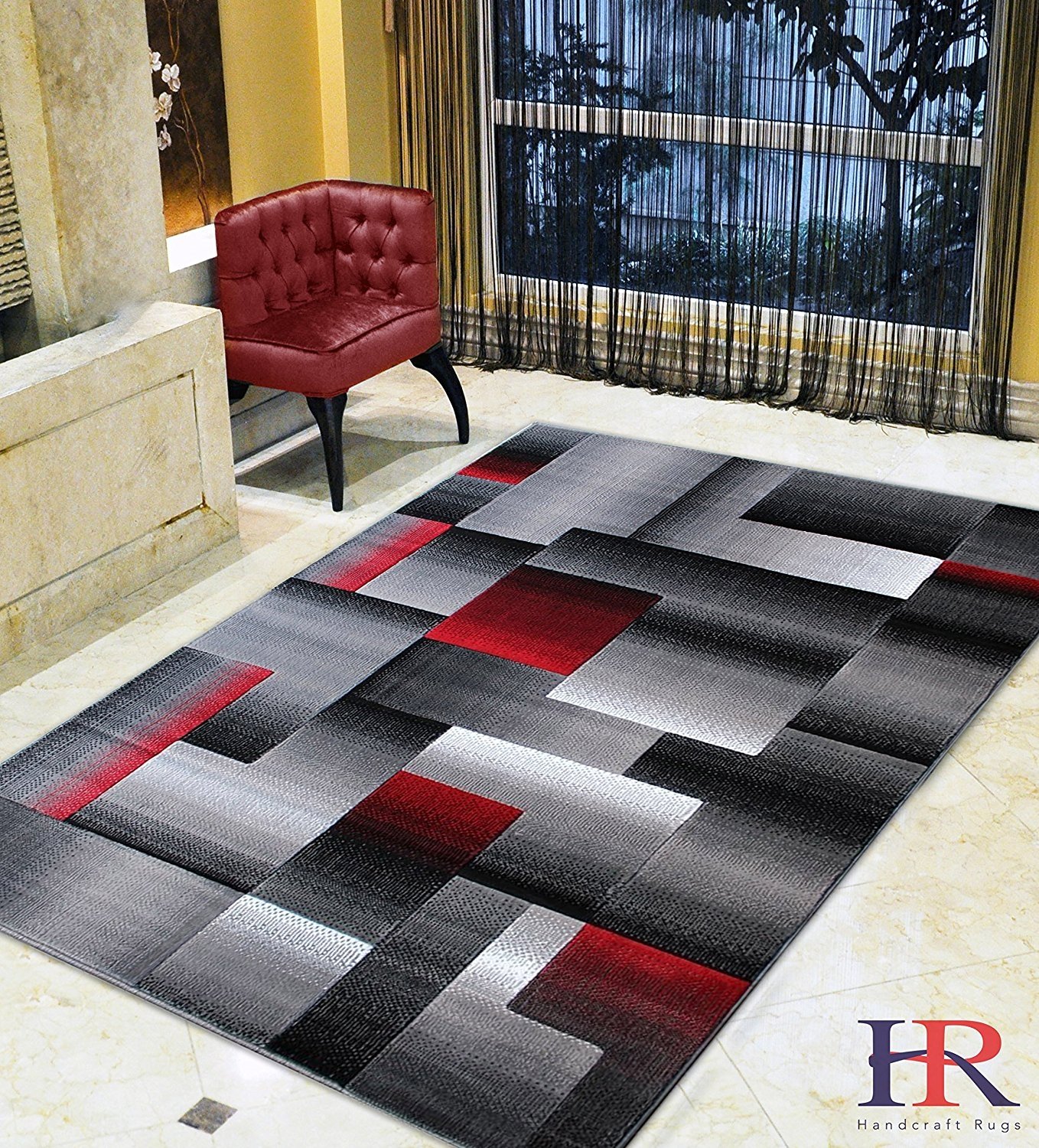 Abstract Area Rug Modern Contemporary Geometric Cube Rug Carpet For Office Home 
