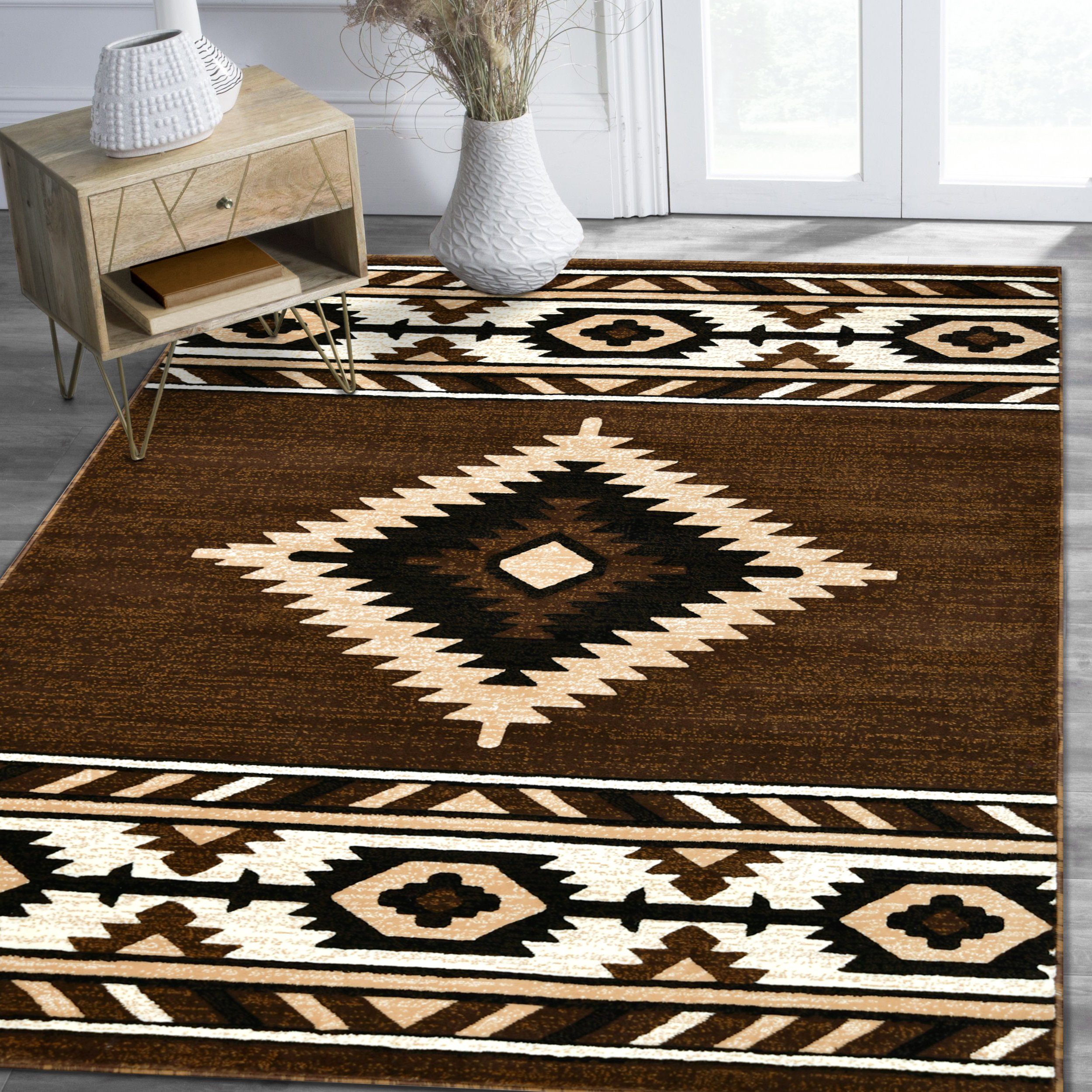HR Southwestern Rugs for Cabin Tribal Medallion Carpet for Livingroom - Picture 58 of 95