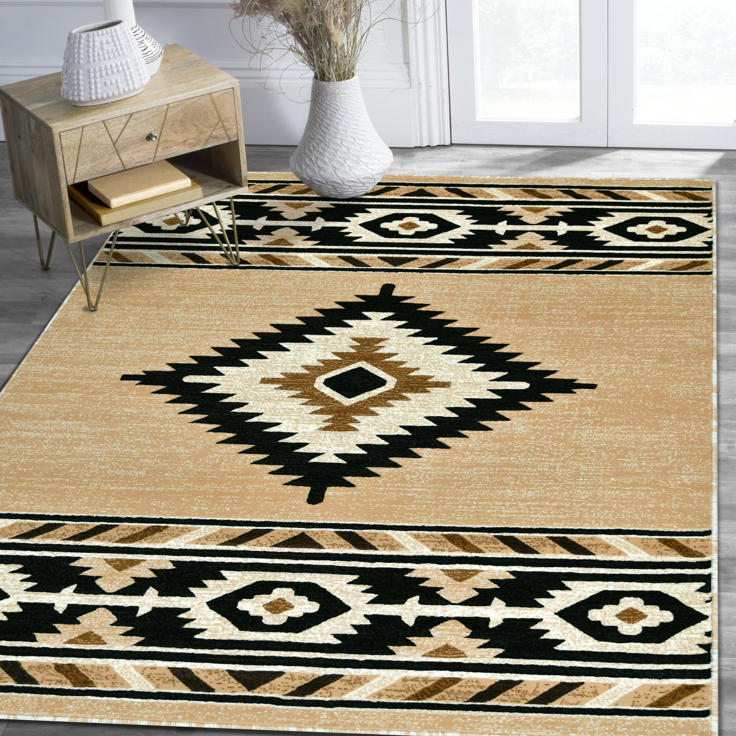 HR Southwestern Rugs for Cabin Tribal Medallion Carpet for Livingroom - Picture 87 of 95