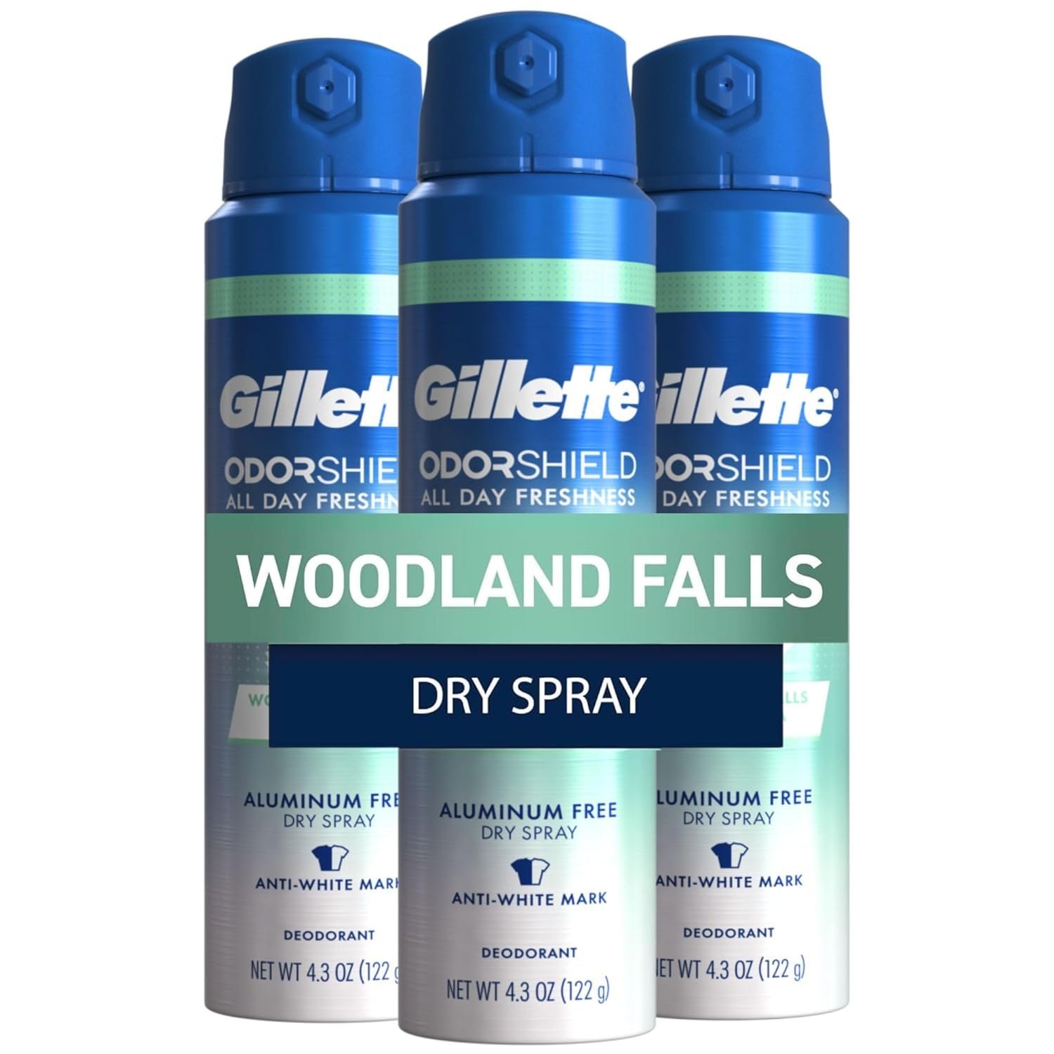 Gillette Aluminum Free Deodorant for Men Dry Spray 4.3oz Pack of 3