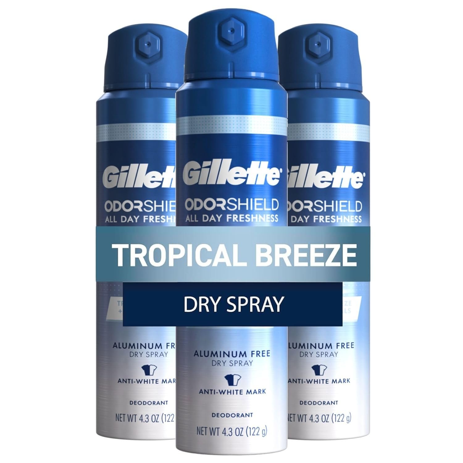 Gillette Aluminum Free Deodorant for Men Dry Spray 4.3oz Pack of 3