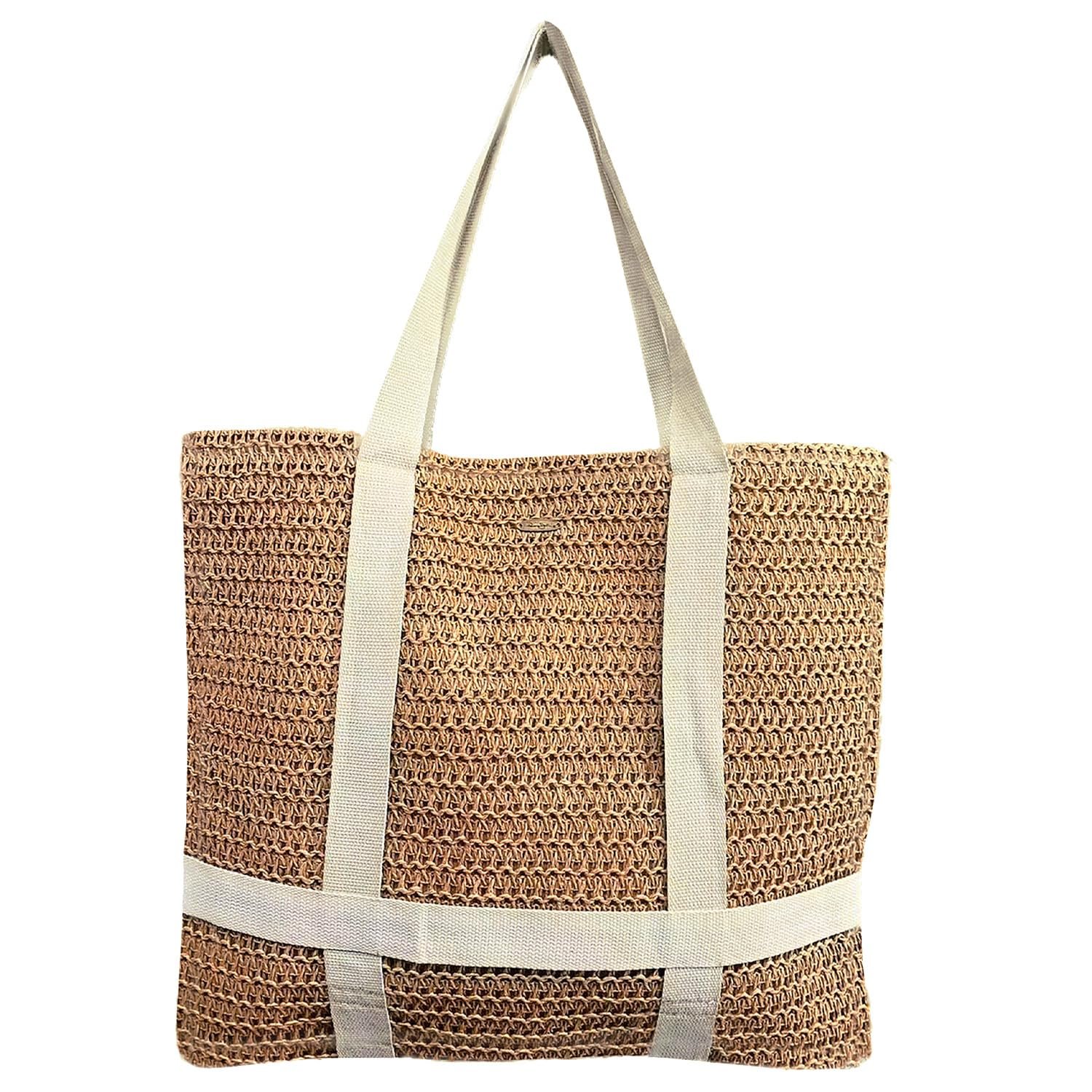 Panama Jack Women's Hat Carrying Toyo Straw Large Beach Tote Bag