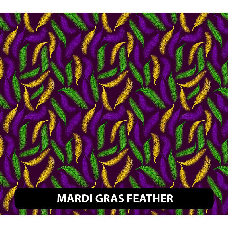 Puffy Pattern Mardi Gras Designs HTV Iron On 12" *High Tack Mask Provided