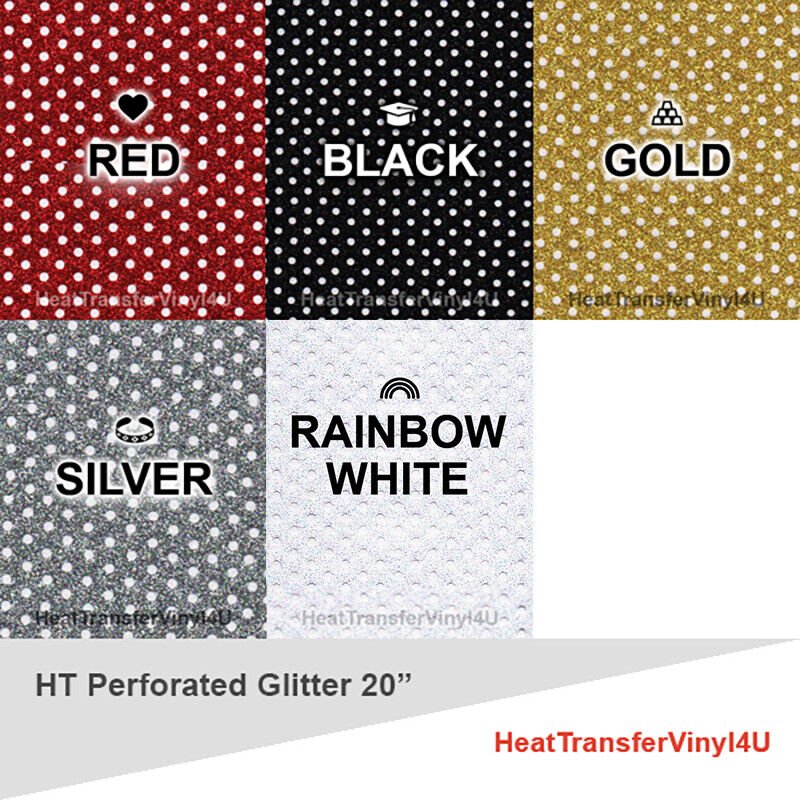 HT- Perforated Glitter Heat Transfer Vinyl 20" Width **FREE SHIPPING**