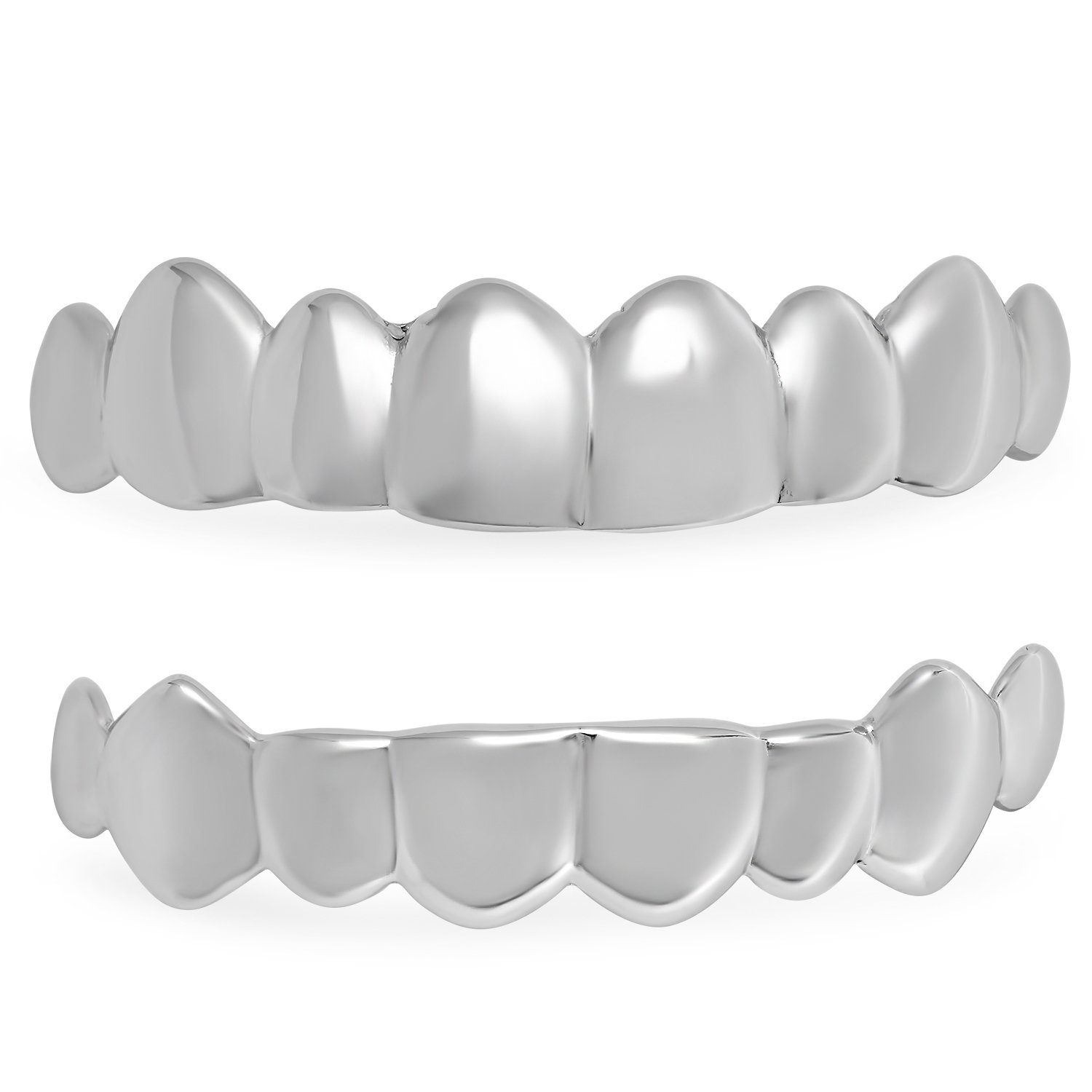 Solid 925 Sterling Silver Custom Fit Top & Bottom Grillz Set 8 Teeth