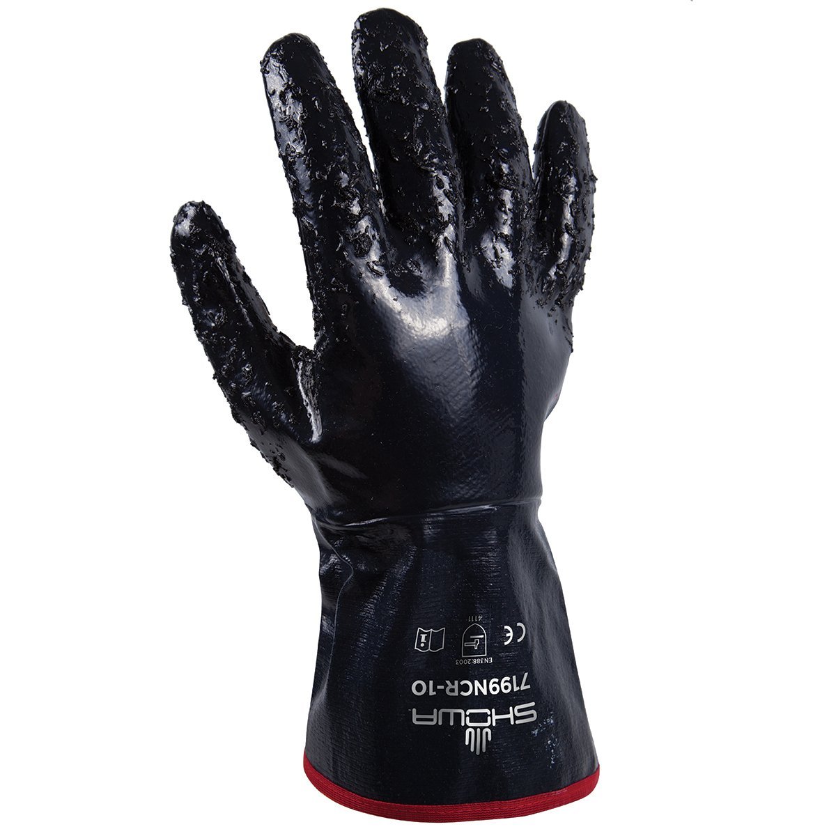 SHOWA 7199NC Fully-Coated Nitrile Glove, Smooth Grip, Cotton Jersey Liner,…