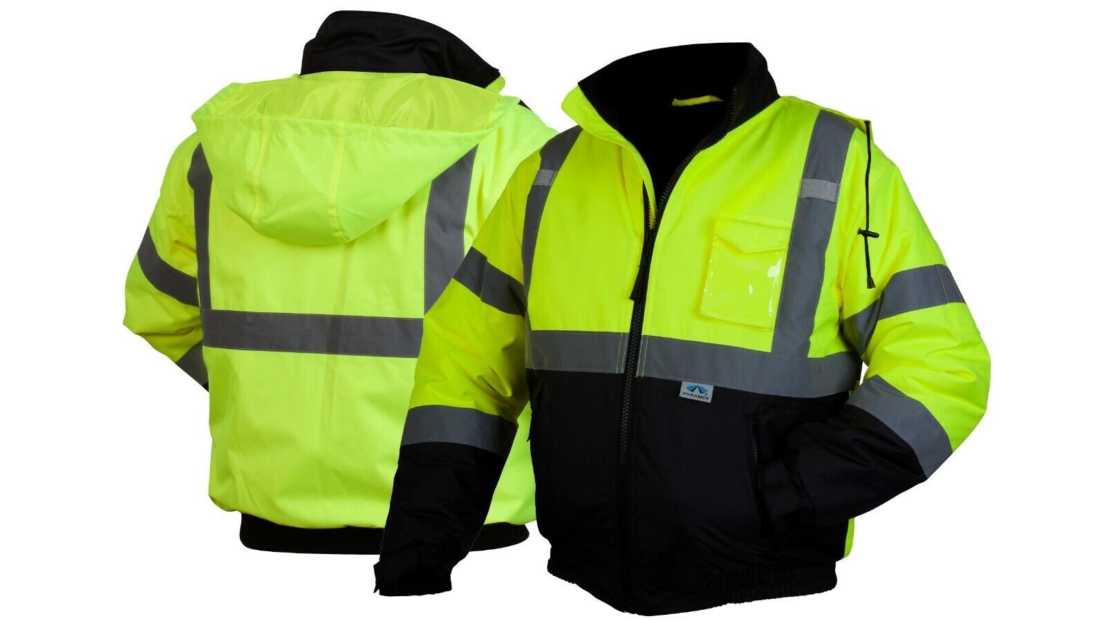 Pyramex Hi-Vis Class 3 Insulated Safety Bomber Reflective Jacket ROAD WORK M-5XL - Imagen 9 de 11