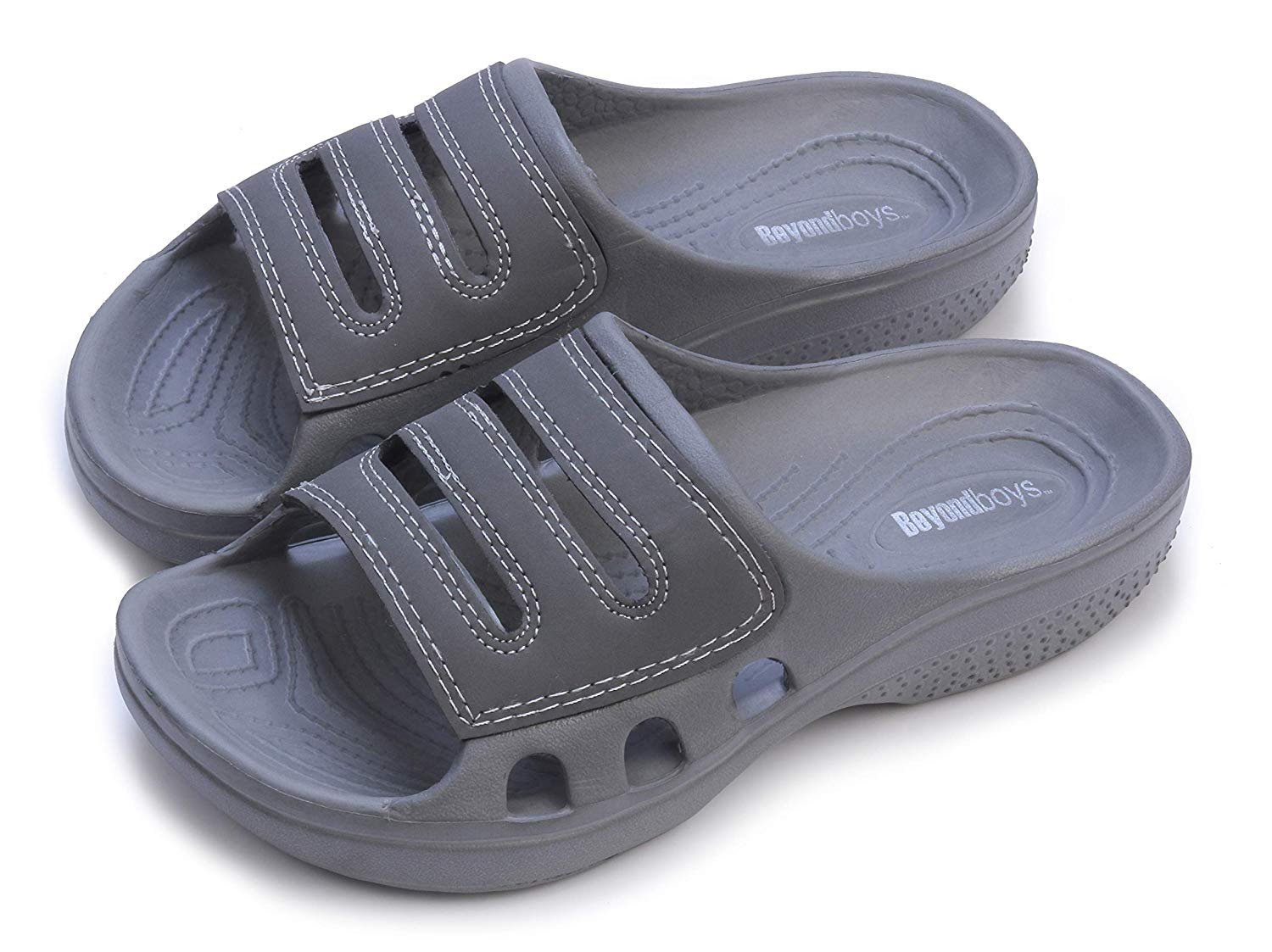Pupeez Boy's Waterproof Slippers Shower Pool Rubber Clog Outdoor Sandals - Picture 16 of 17