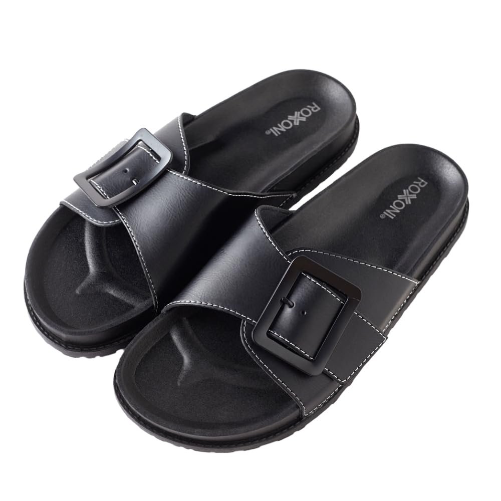 Pupeez Women's Open Toe Big Adjustable Strap Slide Sandals - Stylish - Picture 9 of 10