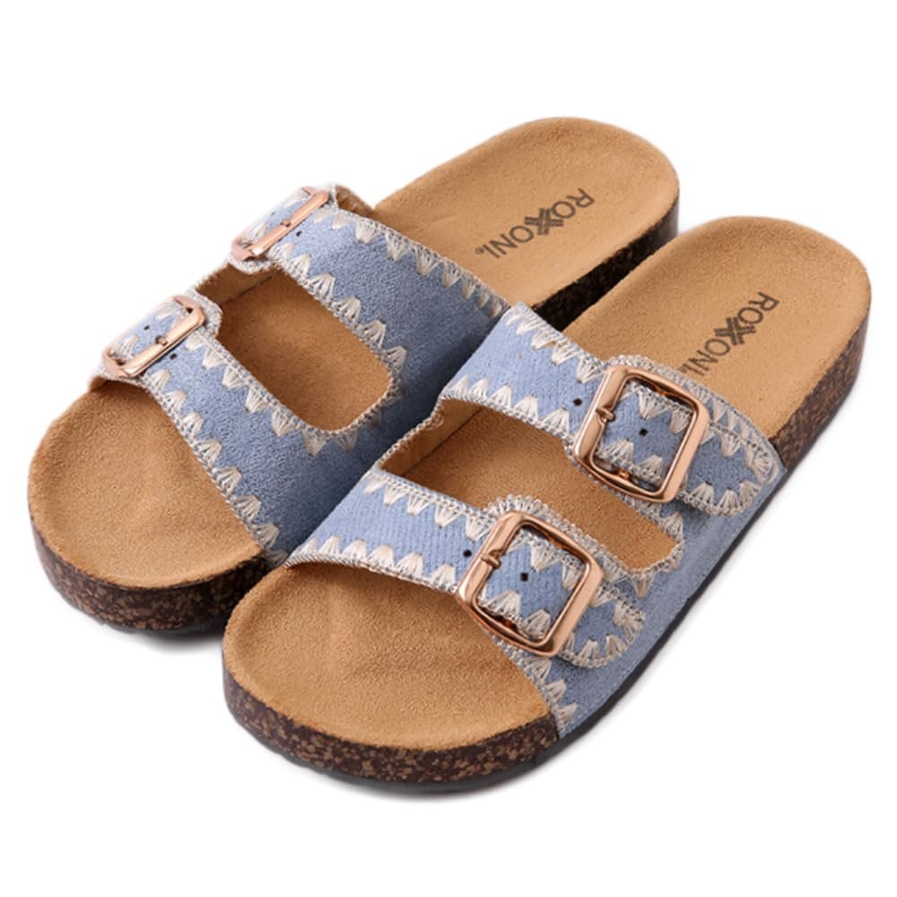 Pupeez Women's Fashion Cork Sole Double Buckle Indoor/Outdoor Sandal - Picture 9 of 11