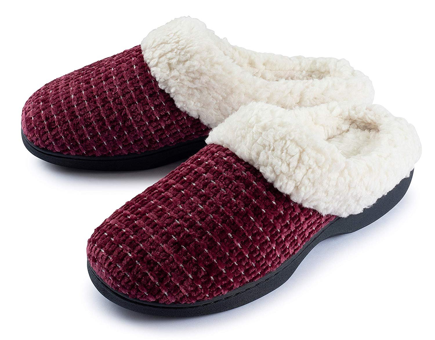 Roxoni Women’s House Slippers Knit Fleece Lined Cozy Clog House Shoes ...