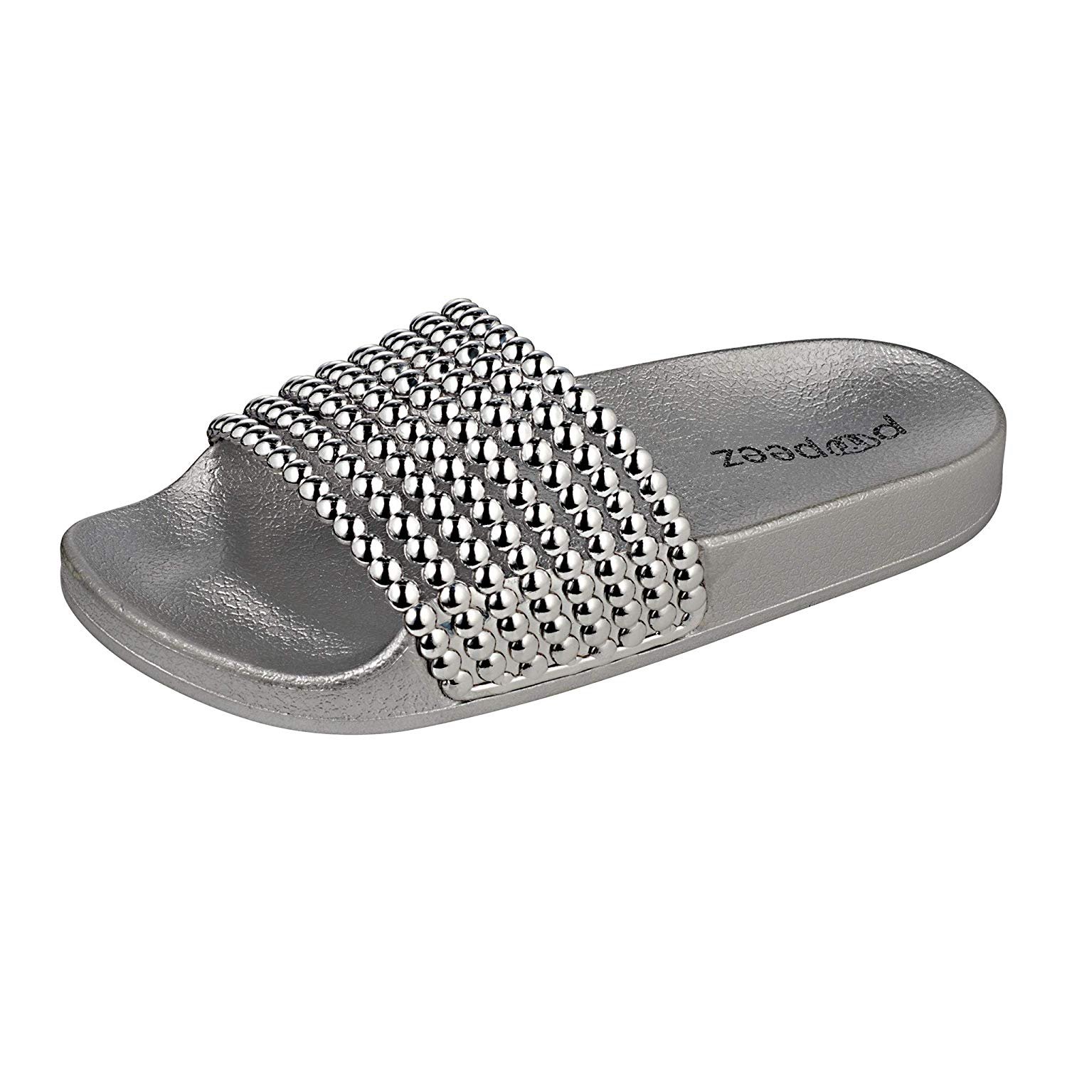 Pupeez Flat Slide Sandals For Kids With A Pearl Detail Strap
