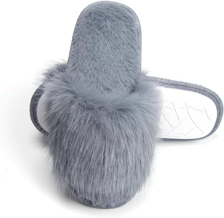 Pupeez Cozy Chic Fuzzy Slippers for Girl's - Fizzy Hair Top with Faux Fur - Picture 16 of 21