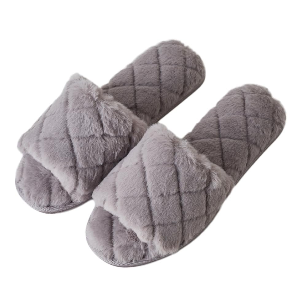 Pupeez Women Soft Comfy Patterned Fluffy Plush Slip On House Slipper - Picture 10 of 10