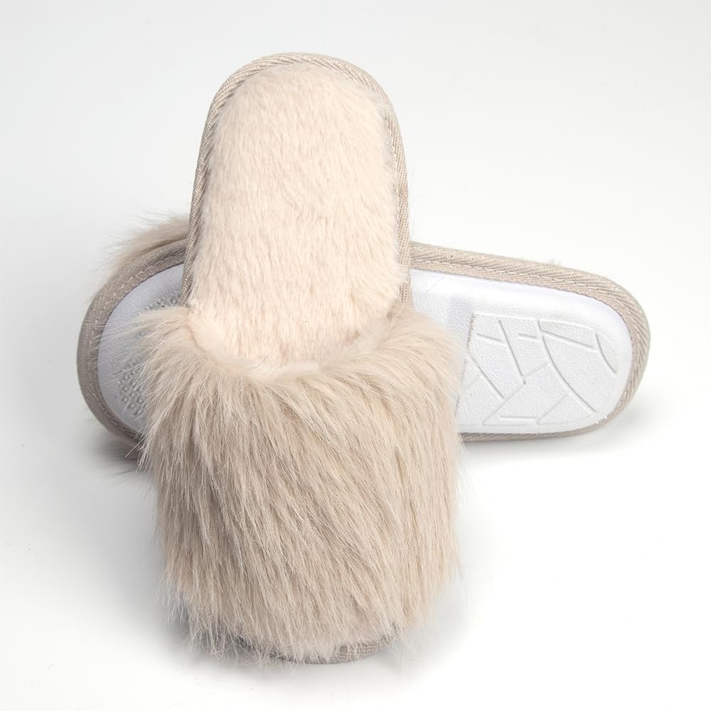 Pupeez Cozy Chic Fuzzy Slippers for Girl's - Fizzy Hair Top with Faux Fur - Picture 12 of 21
