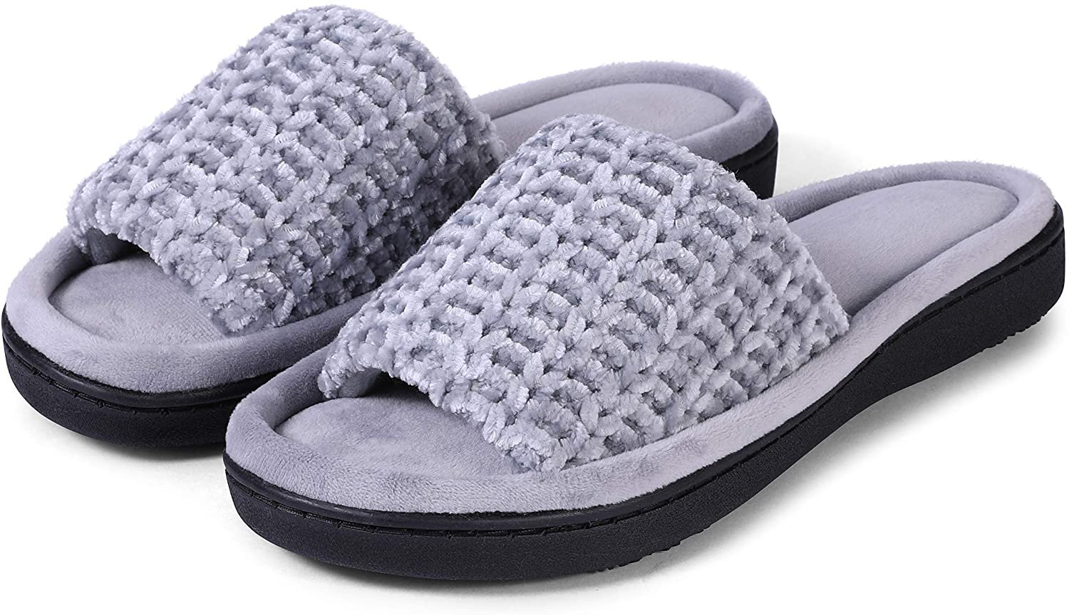 Very Peri Womens Soft Open Toe Slide Slippers, Indoor Outdoor Rubber Sole