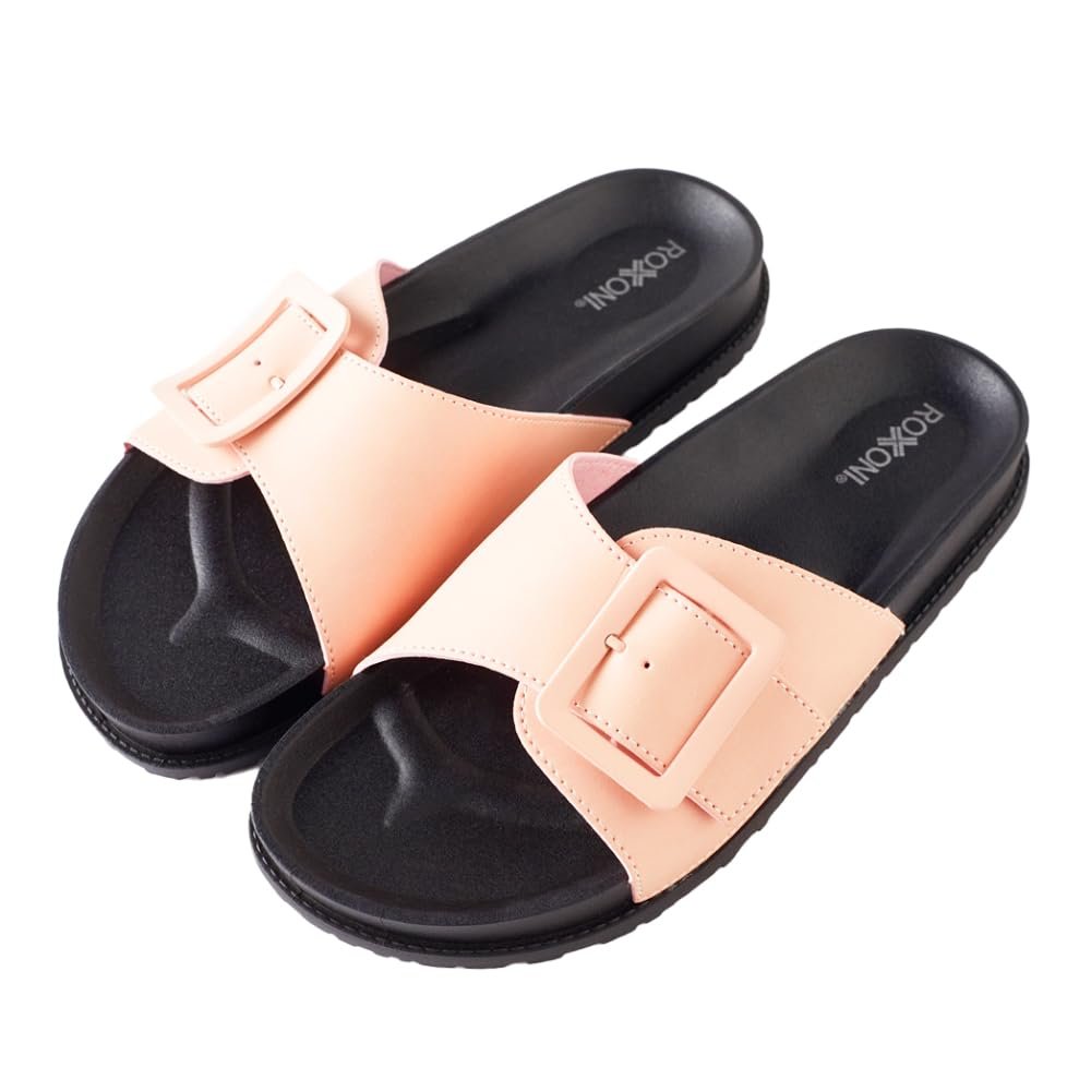 Pupeez Women's Open Toe Big Adjustable Strap Slide Sandals - Stylish - Picture 10 of 10