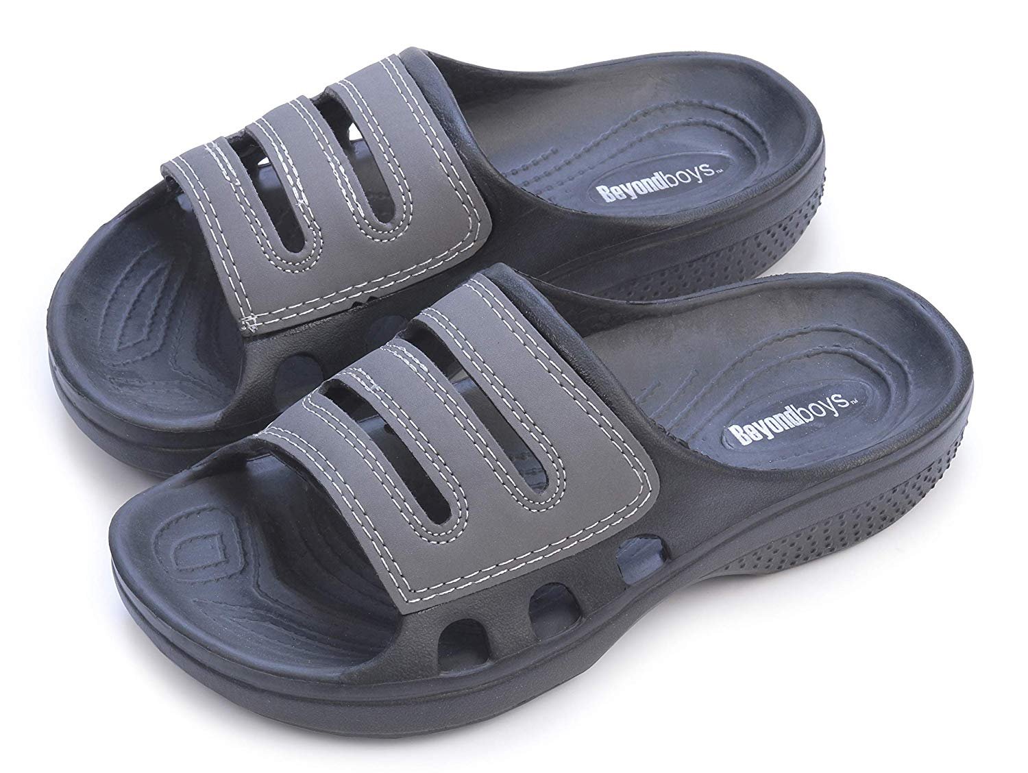 Pupeez Boy's Waterproof Slippers Shower Pool Rubber Clog Outdoor Sandals - Picture 15 of 17