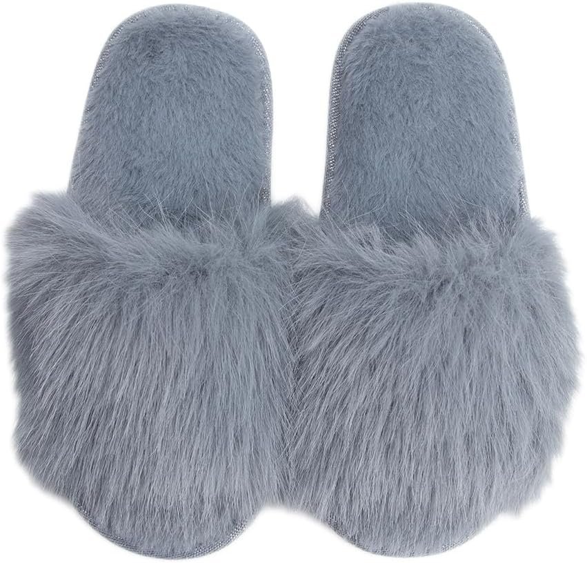 Pupeez Cozy Chic Fuzzy Slippers for Girl's - Fizzy Hair Top with Faux Fur - Picture 15 of 21