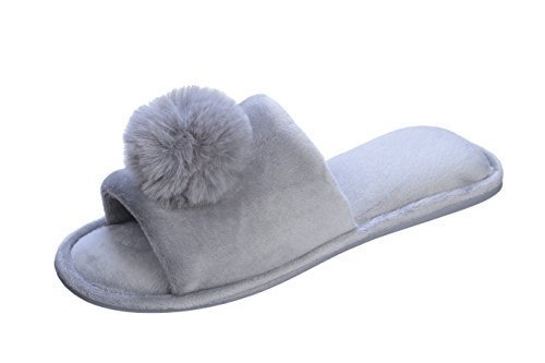 Pupeez Pom-pom Slippers for Women Open Toe; Great for Indoor Outdoor Blue - Picture 15 of 23