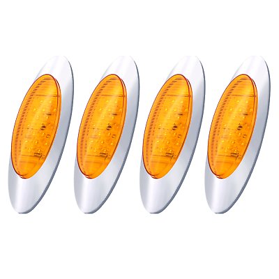 Amber/Red 6.5" Oval 16 LED Side Marker Clearance Light Chrome Surface Mount 12V - Picture 13 of 16