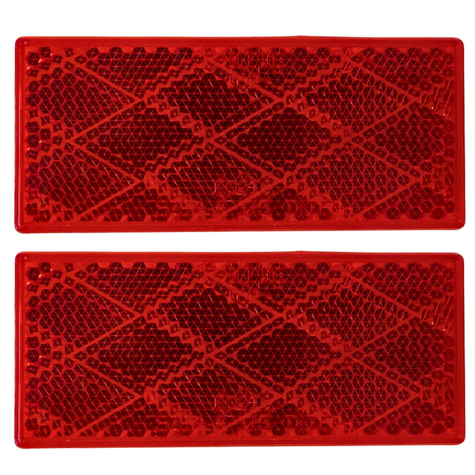3-1/8" Rectangular Stick On Reflector Trailers, Trucks, Amber + Red