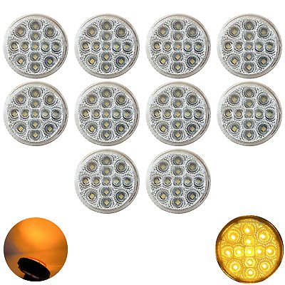 2" Round 13 LED Trailer Side Marker Clearance Light Clear Lens- Red/Amber 12V - Picture 20 of 21