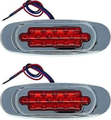 6.5" Inch Red/Amber/White 16 LED Side Marker Lights Clearance Chrome Base Bezel - Picture 12 of 21