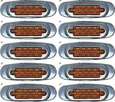 6.5" Inch Red/Amber/White 16 LED Side Marker Lights Clearance Chrome Base Bezel - Picture 15 of 21