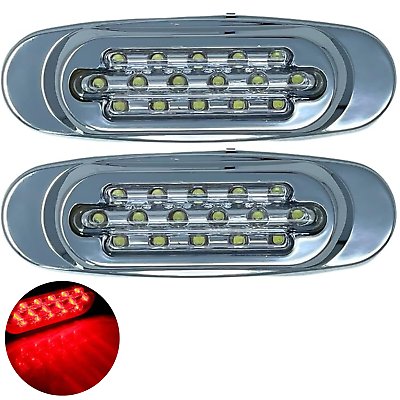 6.5" Inch Red/Amber/White 16 LED Side Marker Lights Clearance Chrome Base Bezel - Picture 18 of 21