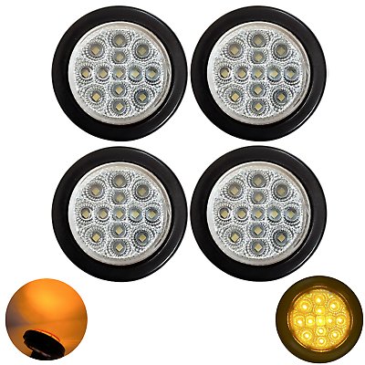 2" Round 13 LED Trailer Side Marker Clearance Light Clear Lens- Red/Amber 12V - Picture 13 of 21