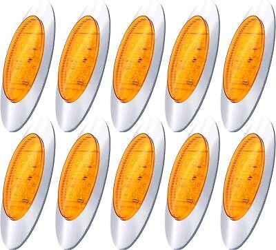 Amber/Red 6.5" Oval 16 LED Side Marker Clearance Light Chrome Surface Mount 12V - Picture 16 of 16