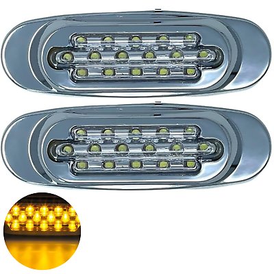 6.5" Inch Red/Amber/White 16 LED Side Marker Lights Clearance Chrome Base Bezel - Picture 20 of 21