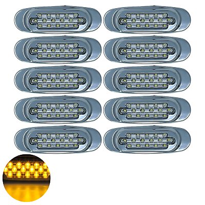 6.5" Inch Red/Amber/White 16 LED Side Marker Lights Clearance Chrome Base Bezel - Picture 21 of 21