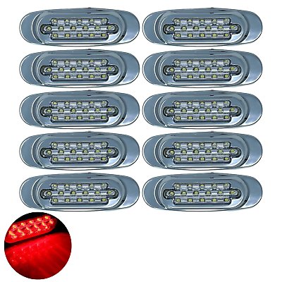 6.5" Inch Red/Amber/White 16 LED Side Marker Lights Clearance Chrome Base Bezel - Picture 19 of 21