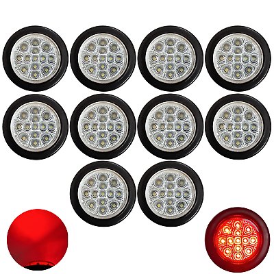 2" Round 13 LED Trailer Side Marker Clearance Light Clear Lens- Red/Amber 12V - Picture 18 of 21