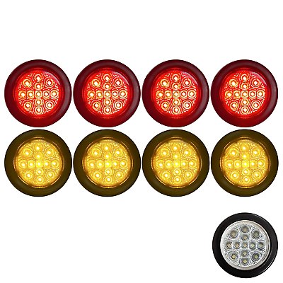 2" Round 13 LED Trailer Side Marker Clearance Light Clear Lens- Red/Amber 12V - Picture 15 of 21
