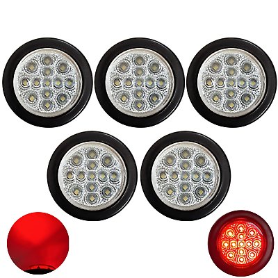 2" Round 13 LED Trailer Side Marker Clearance Light Clear Lens- Red/Amber 12V - Picture 16 of 21